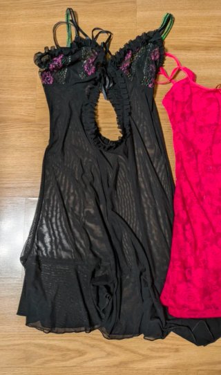 Lencería camisón negro y rosa talla única