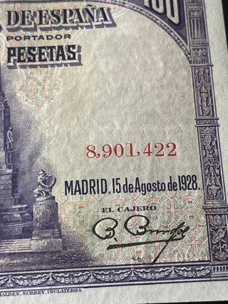 Billete 100 Pesetas Banco de España 1928