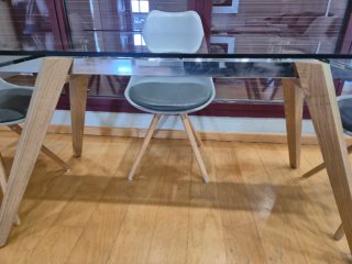 Mesa comedor extensible cristal y madera