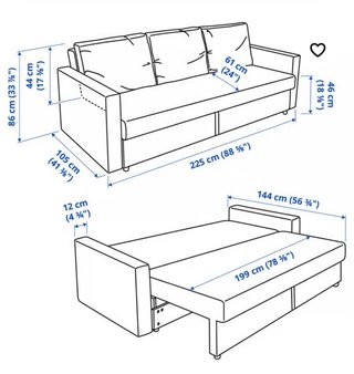Sofá Cama IKEA FRIHETEN 3 Plazas Negro
