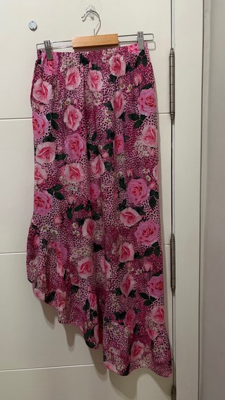 Falda playera rosa floral talla única