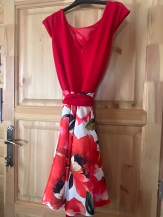 Vestido fiesta floral rojo