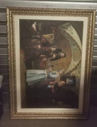 Quadro Vintage Olio su Tela, dipinto russo cornice