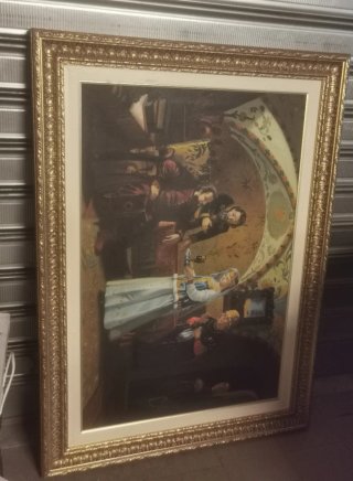 Quadro Vintage Olio su Tela, dipinto russo cornice