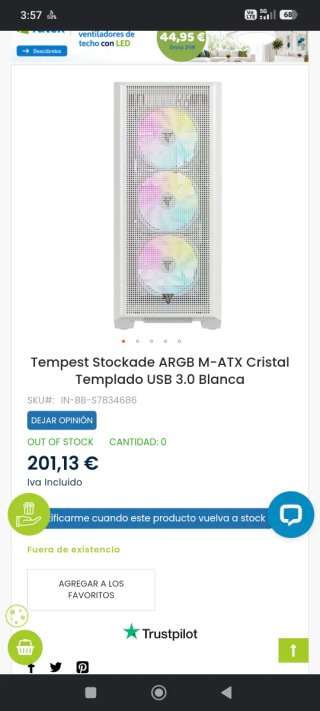 Torre PC Tempest Airflow Stockade ARGB +fuente 500