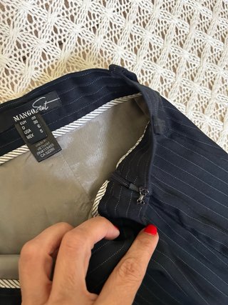 Falda Mango Suit Raya Diplomática Azul Marino