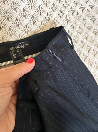 Falda Mango Suit Raya Diplomática Azul Marino