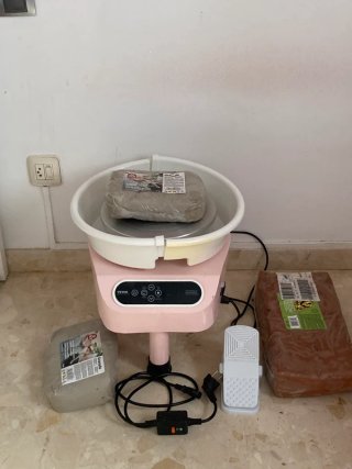 Torno Alfarero Vevor Rosa 450W + Arcilla