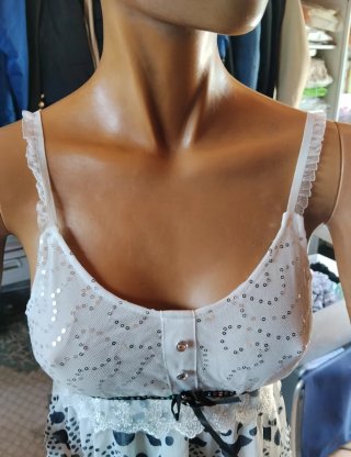 Top con paillettes e pizzo Rossa Miss