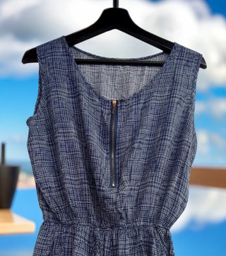 Mono corto vestido Talla S M 36 38 de cuadros azul