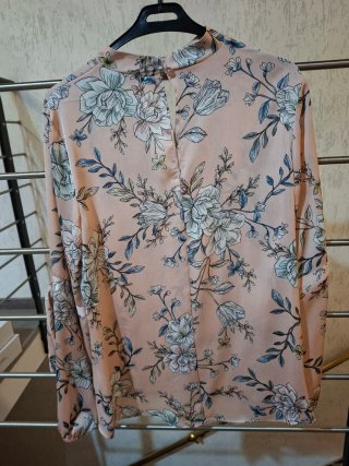 Blusa donna rosa fiori blu taglia L