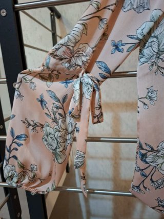 Blusa donna rosa fiori blu taglia L
