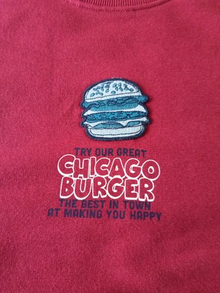 Sudadera Zara Roja Burger Talla 13-14