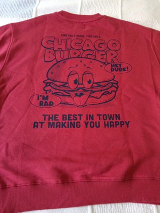 Sudadera Zara Roja Burger Talla 13-14