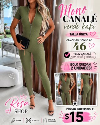 Mono canalé verde kaki talla única