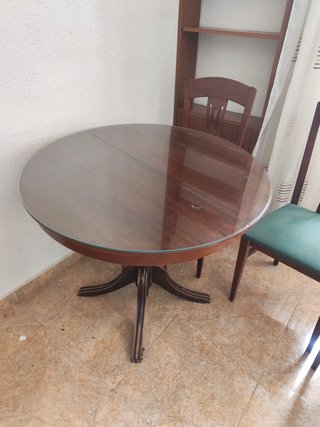 Mesa redonda madera y cristal