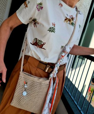 Borsa estiva in maglia con foulard