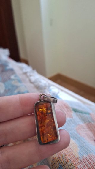 Colgante Plata y Ámbar Rectangular