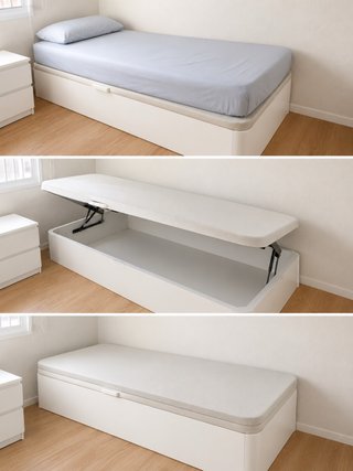 Canapé abatible blanco y gris 90x2m