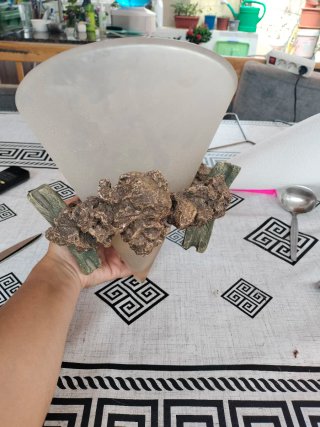 2 Lámparas  Antigua Vidrio y Piedra