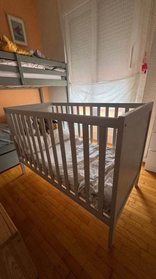 Cuna IKEA SUNDVIK gris 60x120 + COLCHÓN incluído!!