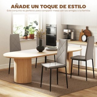 Set 4 Sillas Comedor Piel Sintética Gris