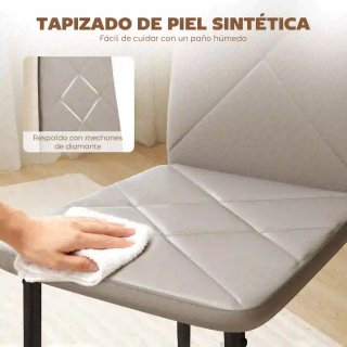 Set 4 Sillas Comedor Piel Sintética Gris