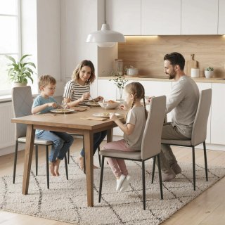 Set 4 Sillas Comedor Piel Sintética Gris