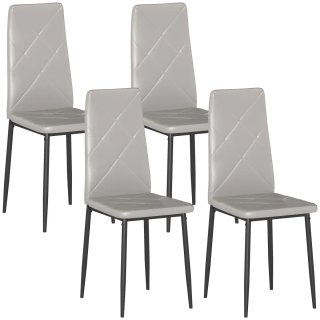 Set 4 Sillas Comedor Piel Sintética Gris