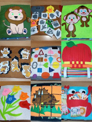 Educación infantil, libros de tela hechas a mano