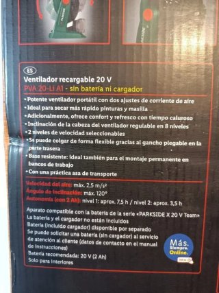 Ventilador Batería PARKSIDE