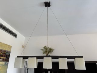 Lámpara colgante madera y cristal