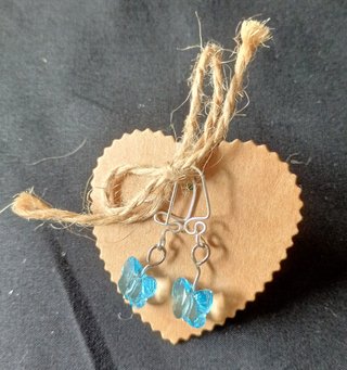 Pendientes Mariposa Cristal facetado Azul y Plata