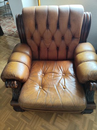 Sillones Madera y Polipiel Marrón (2)