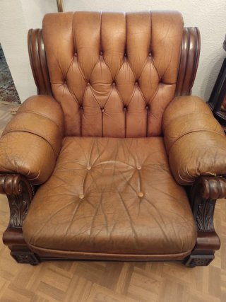 Sillones Madera y Polipiel Marrón (2)