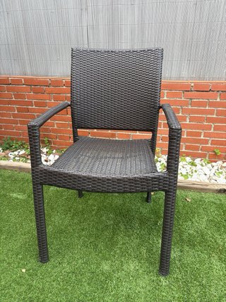 Mesa ratán y cristal con 6 sillas