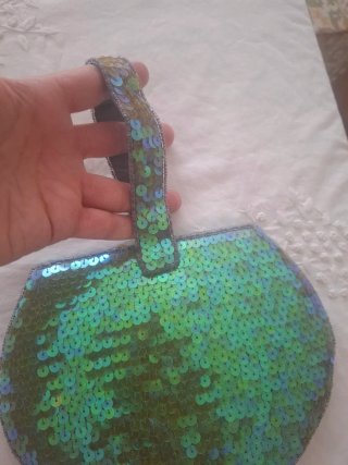 Bolso fiesta lentejuelas verde tornasolado