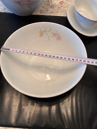 14 Platos, 2 Ensaladeras y 1 Salsera Porcelana