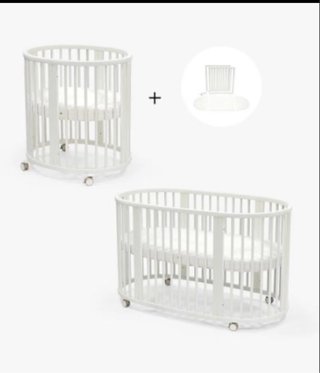 Mini Cuna + Cuna Stokke Sleepi Blanca Evolutiva