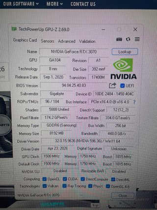 Gigabyte RTX 3070 Gaming OC 8GB GDDR6