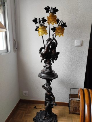 Lámpara Vintage Angelitos Cristal Metal