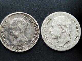 🇪🇸 Lote de 7 monedas de plata de Alfonso XIII