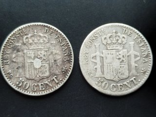 🇪🇸 Lote de 7 monedas de plata de Alfonso XIII
