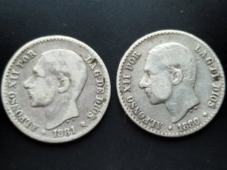 🇪🇸 Lote de 7 monedas de plata de Alfonso XIII