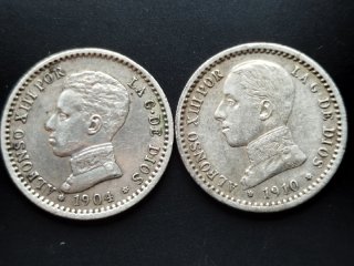 🇪🇸 Lote de 7 monedas de plata de Alfonso XIII