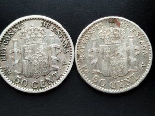 🇪🇸 Lote de 7 monedas de plata de Alfonso XIII