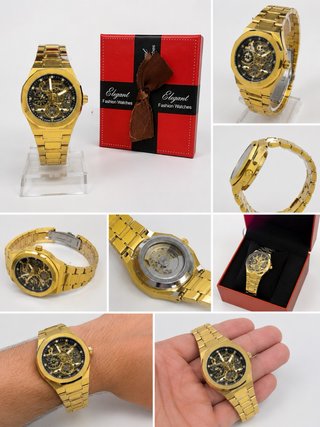 Reloj Automático Dorado Hombre Nuevo Caja