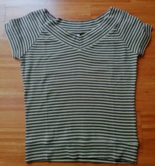 Camiseta Camaieu Talla S Rayas Verde/Gris