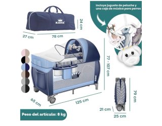Cuna de viaje Kidiz plegable con bolsa
