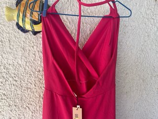 Vestido largo rosa halter
